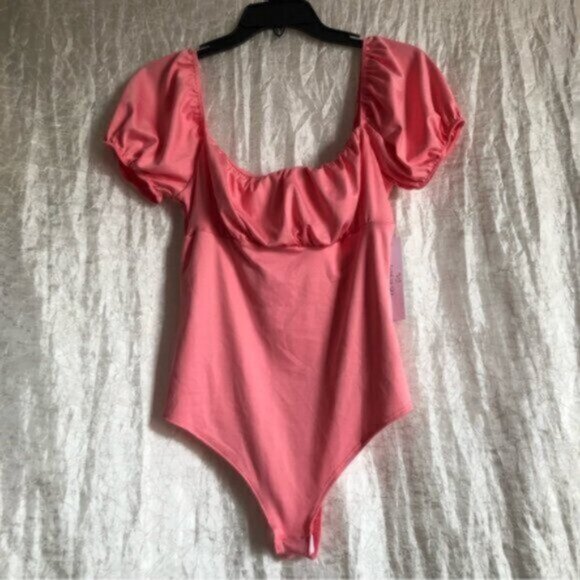 Women’s Pink Puff sleeve Bodysuit NWT Sz Small - Picture 6 of 10
